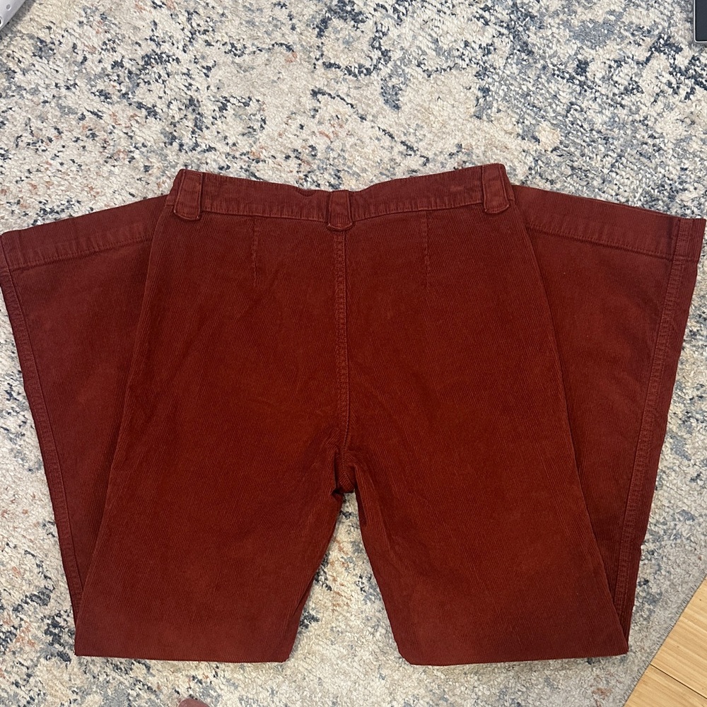 Rust Patch Pocketed Button Front Boot Cut Corduro… - image 6